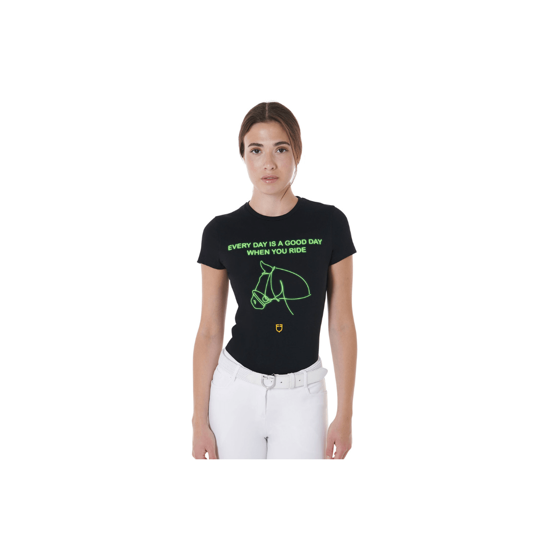 Progetto senza titolo (3) T-shirt Donna EQUESTRO con stampa fluo - immagine 1