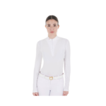Polo Donna EQUESTRO manica lunga con Zip e inserto a rete