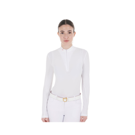 Polo Donna EQUESTRO manica lunga con Zip e inserto a rete