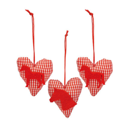 Decorazioni natalizie in tessuto da appendere - cuori e cavalli