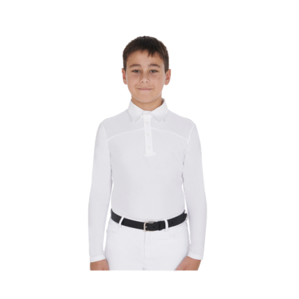 Polo Bimbo EQUESTRO manica lunga in tessuto tecnico e mesh