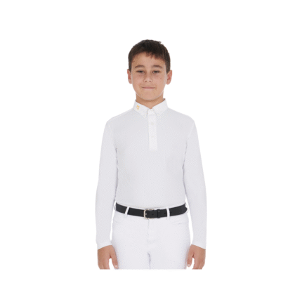 Polo Bimbo EQUESTRO manica lunga in tessuto felpato