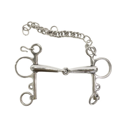 Pelham snodato inox pieno 16 mm con barbozzale - 135 mm