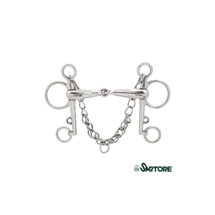 Pelham snodato inox vuoto 18 mm con barbozzale - 125 mm